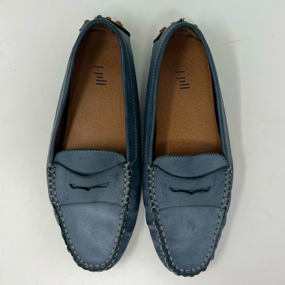 J Jill Blue Leather Driving Loafers Size 7 Slip On Comfort Walking Shoes - Picture 3 of 14